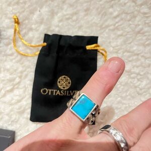 Silver .925 and Turquoise Men's Ring. Size 8 and beautiful.